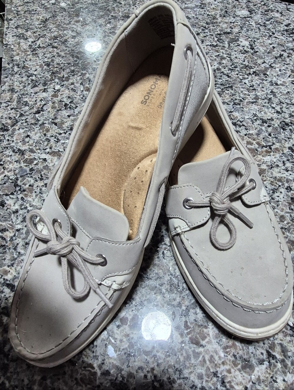 Sonoma Women's Boat Shoes in Light Grey and Brown Sole, 9.5